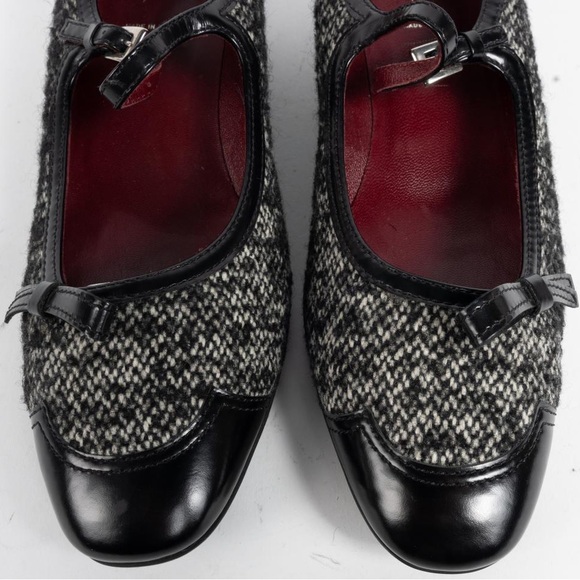 NEW - PRADA Black & White Tweed Mary Jane Kitten Heel Size EU 39.5 (US 9/9.5) - Picture 7 of 11